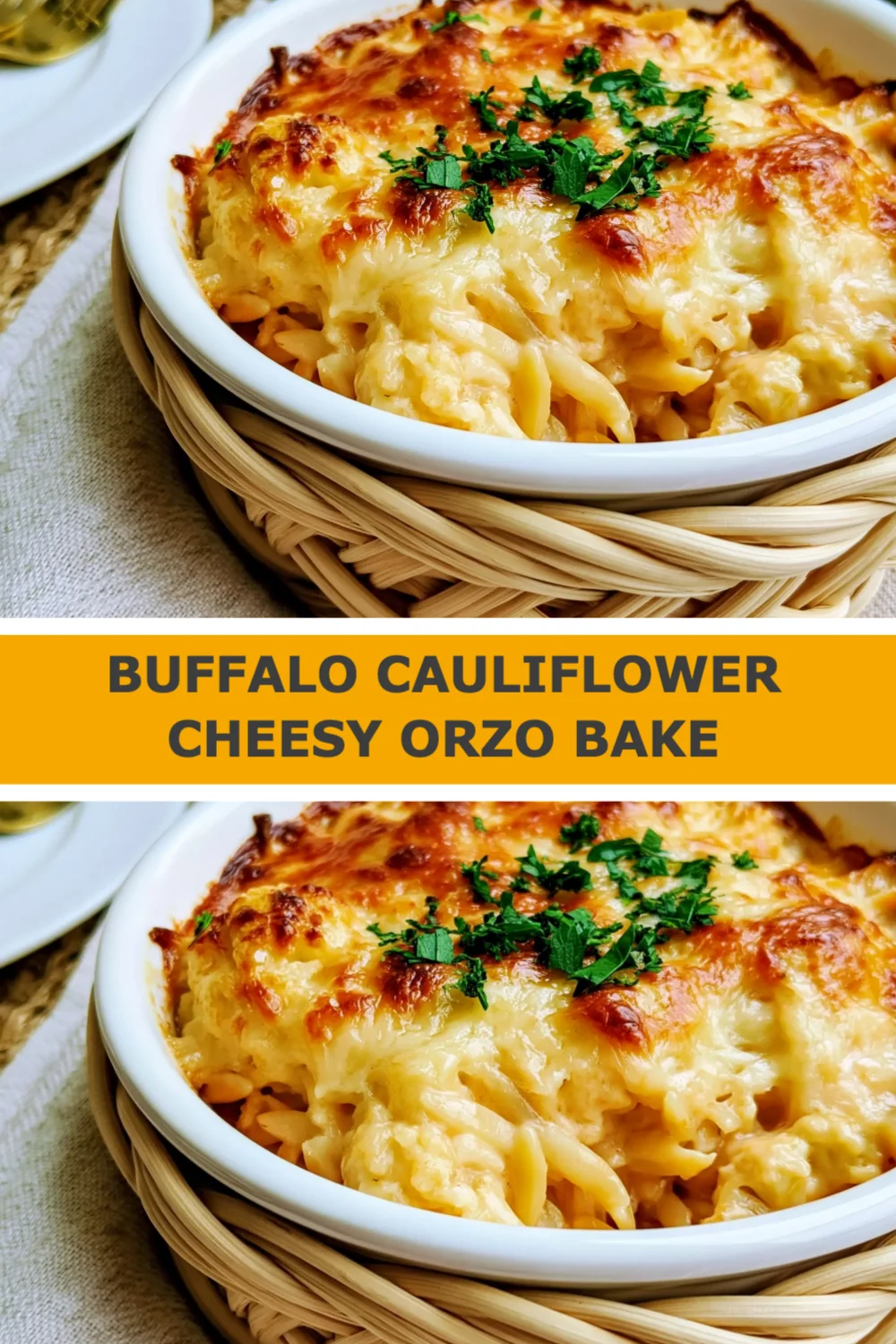 Mouthwatering Buffalo Cauliflower Cheesy Orzo Bake Recipe You Need to Try!