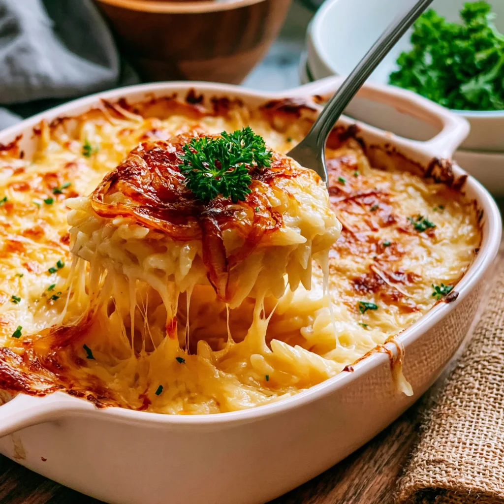 Caramelized Onion and Gruyère Orzo Bake Recipe