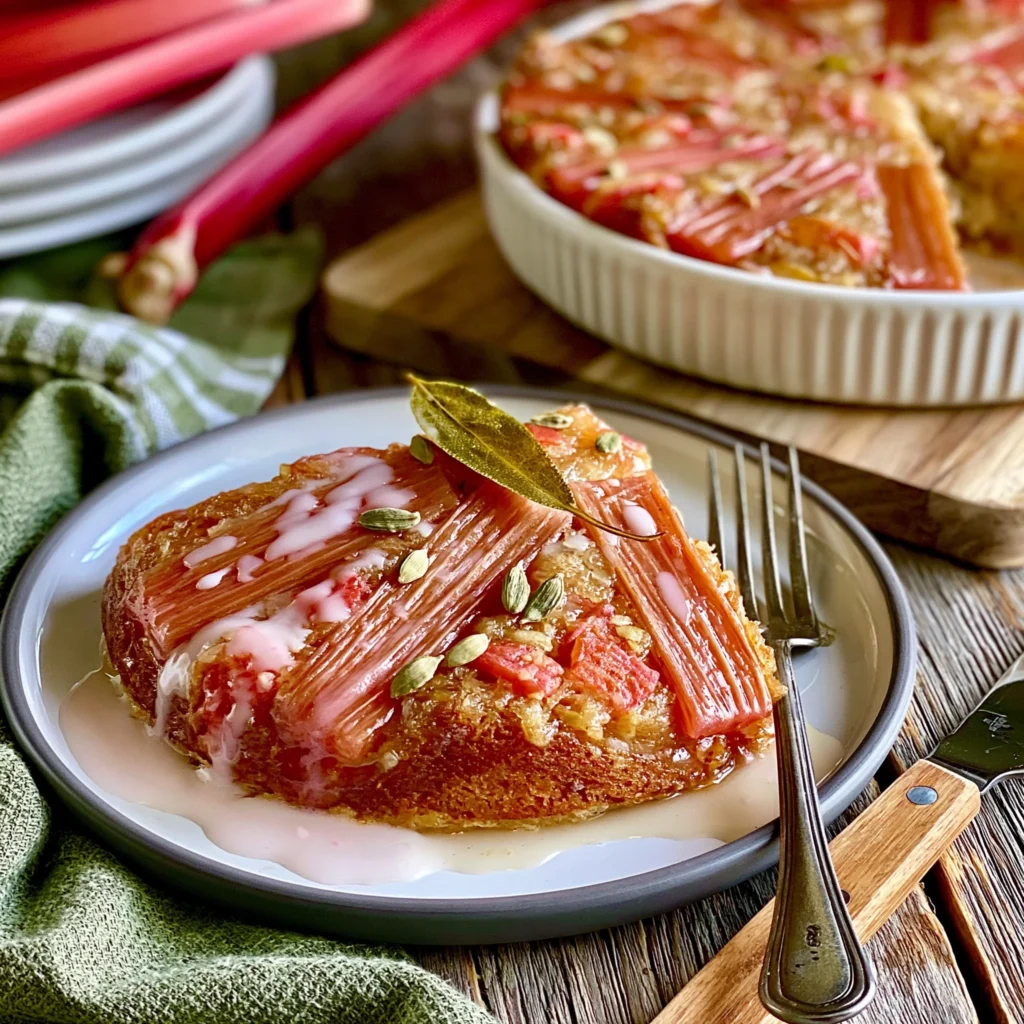 Cardamom Rhubarb Upside-Down Cake Recipe
