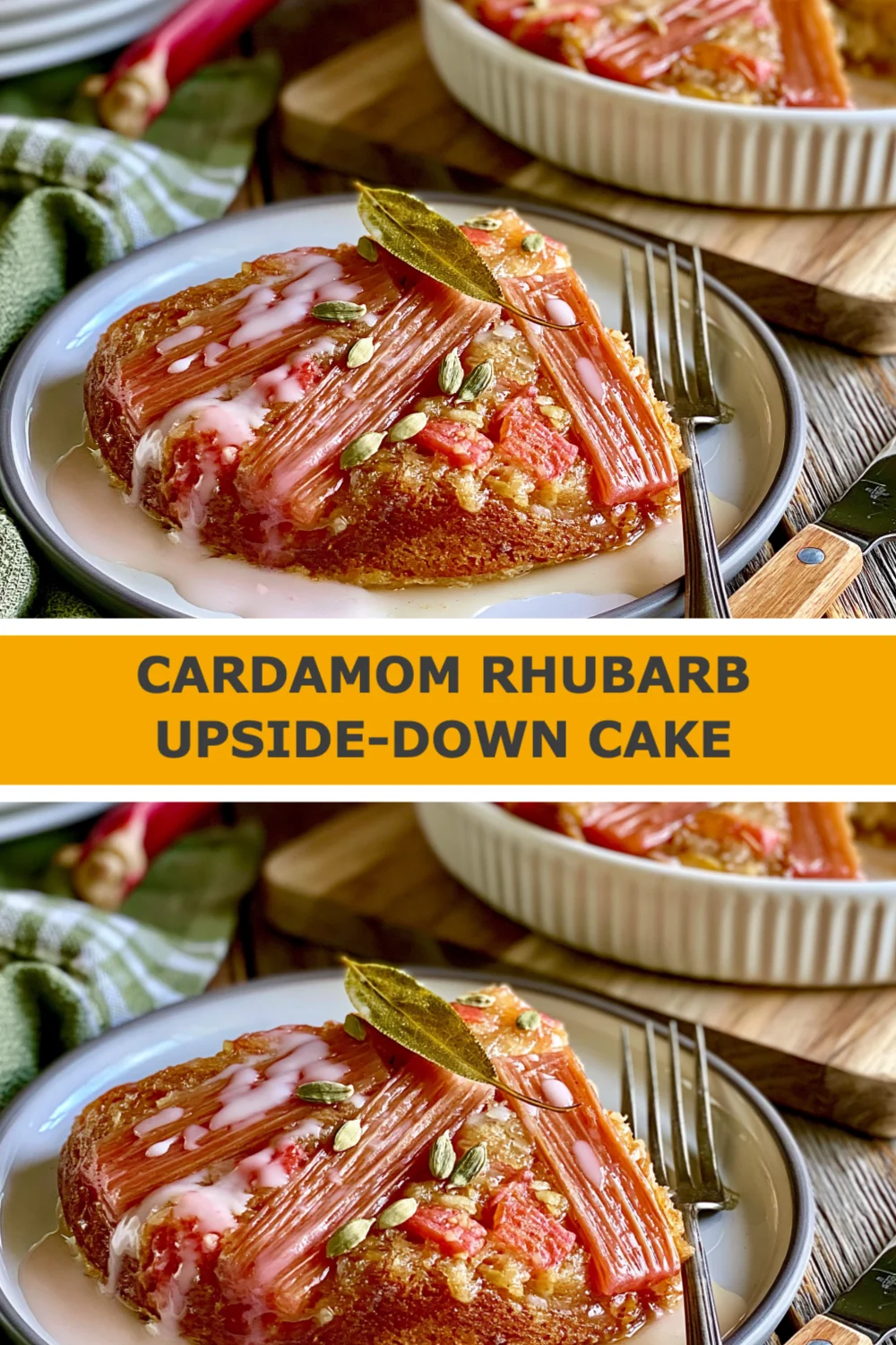 Delight in This Cardamom Rhubarb Upside-Down Cake: A Sweet and Tangy Treat!
