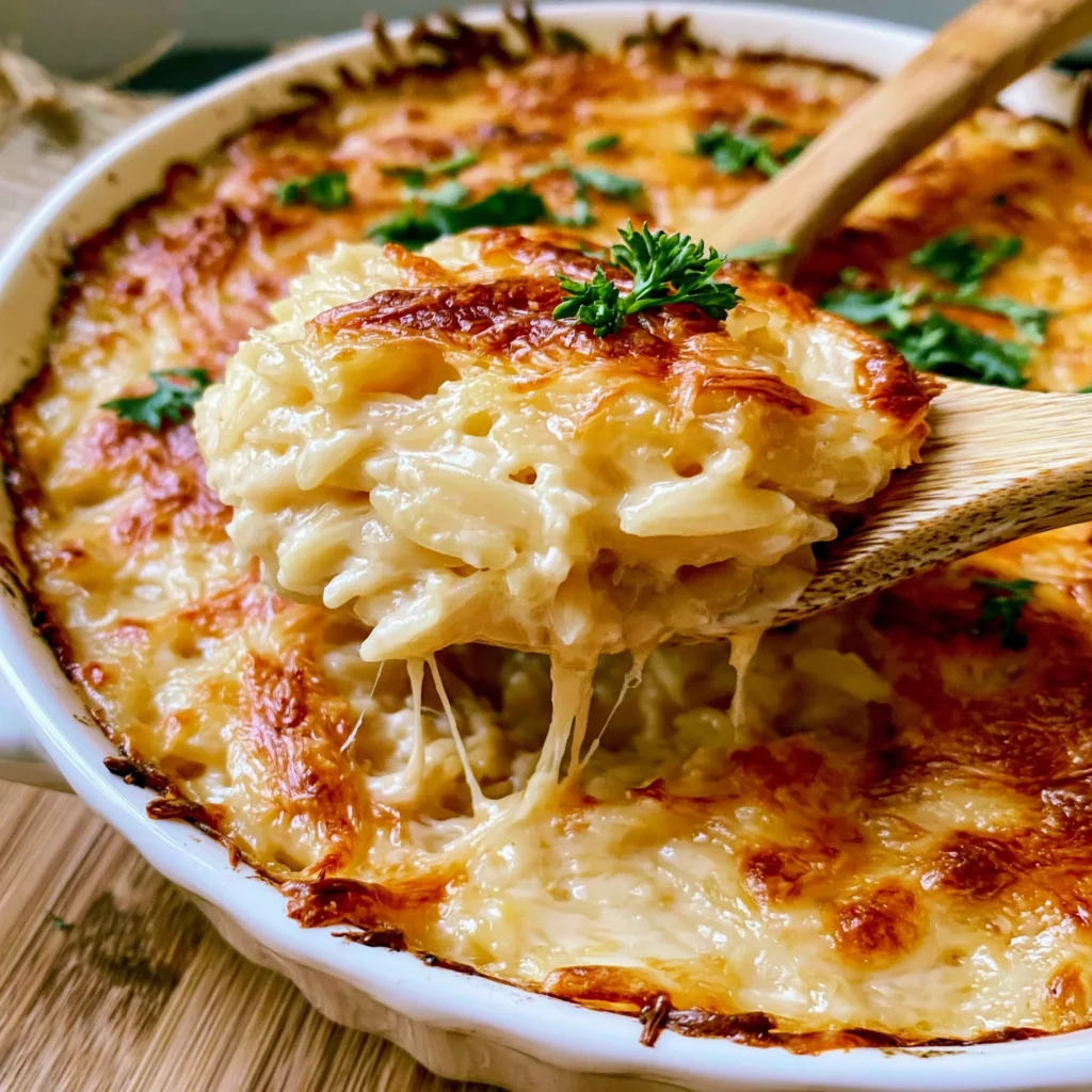 Creamy Garlic Parmesan Baked Orzo Recipe