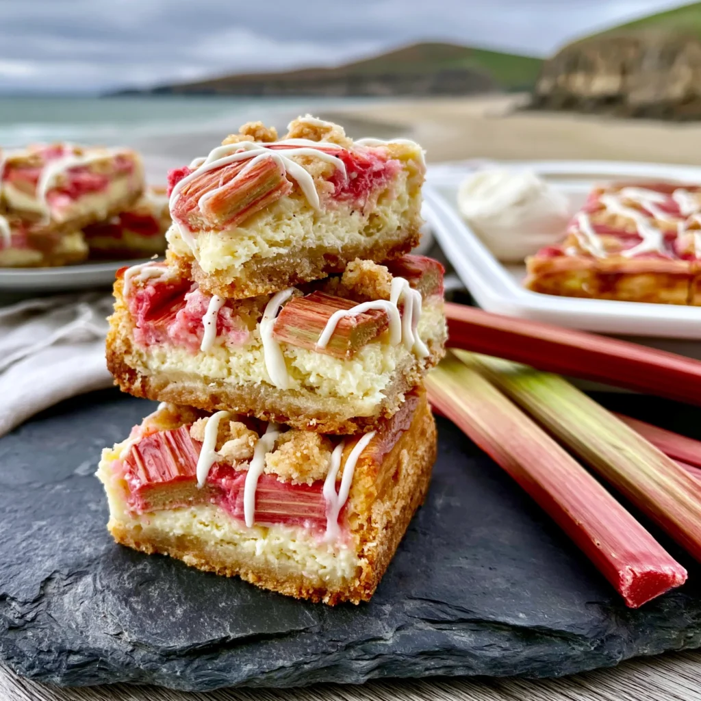 Rhubarb and Vanilla Bean Cheesecake Bars Recipe