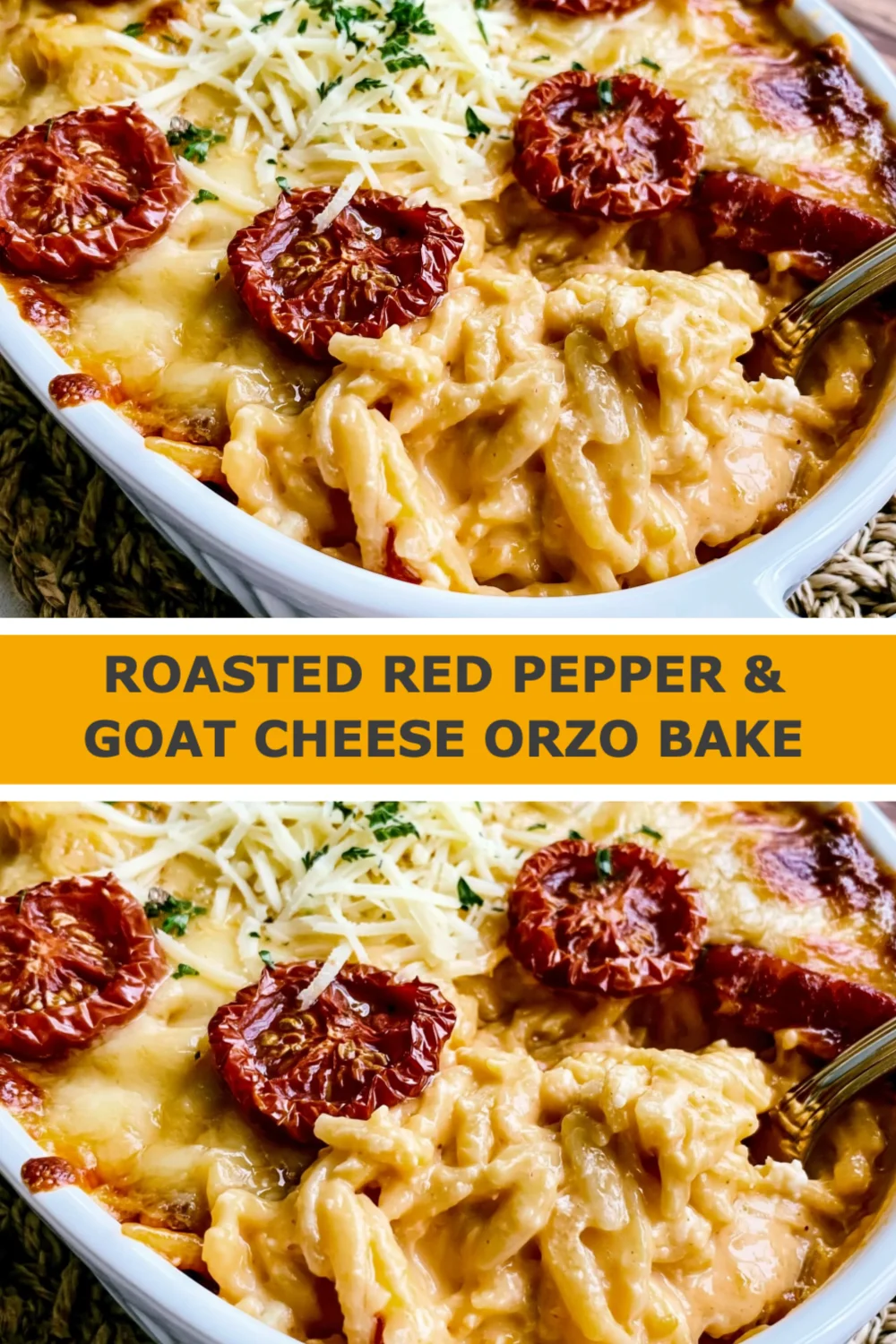 Irresistible Roasted Red Pepper & Goat Cheese Orzo Bake Recipe You Must Try Today!