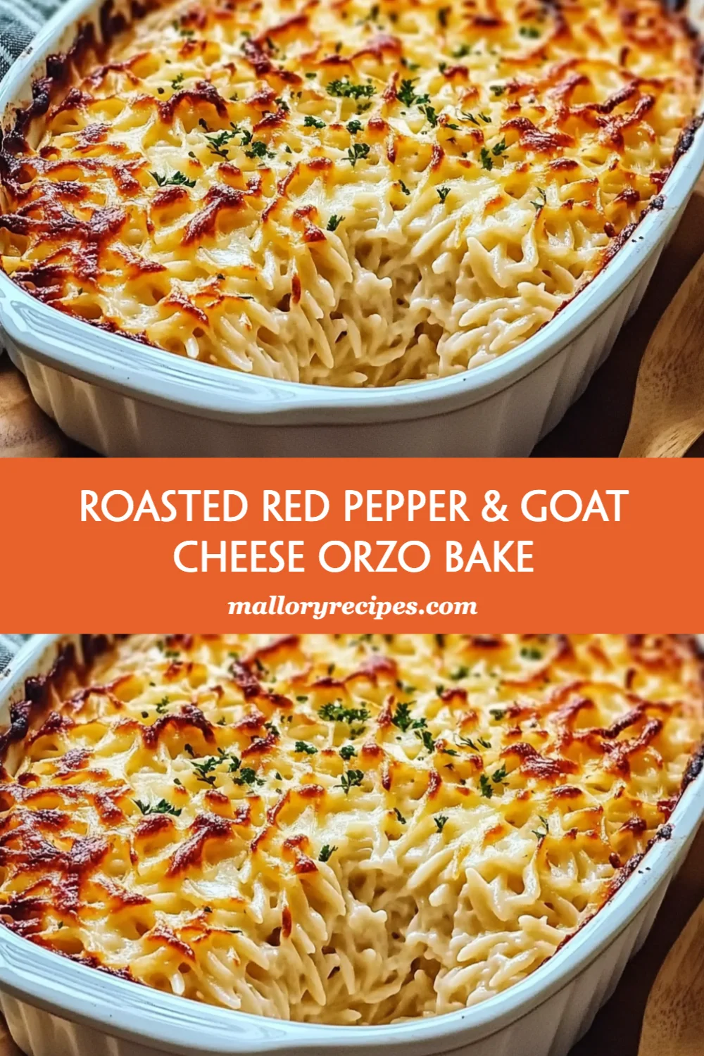 Irresistible Roasted Red Pepper & Goat Cheese Orzo Bake for Cozy Dinners and Meal Prep!
