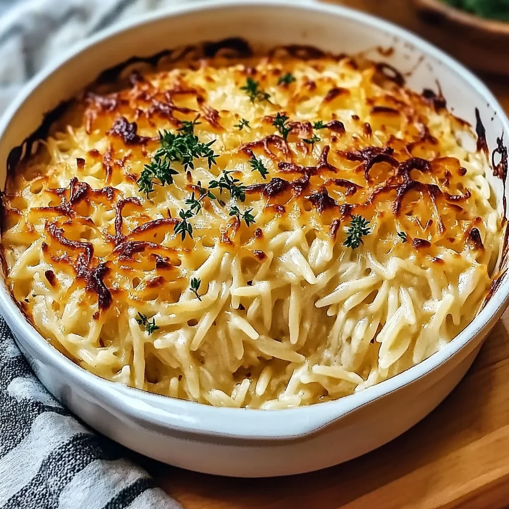 Wild Mushroom and Thyme Cheesy Orzo Recipe