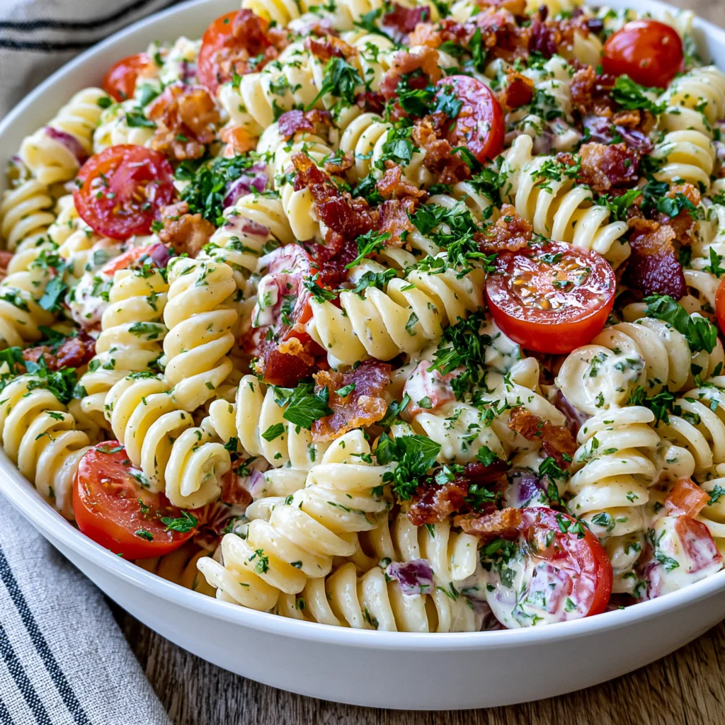 Creamy Pasta Salad with Crispy Bacon and Fresh Herbs Recipe