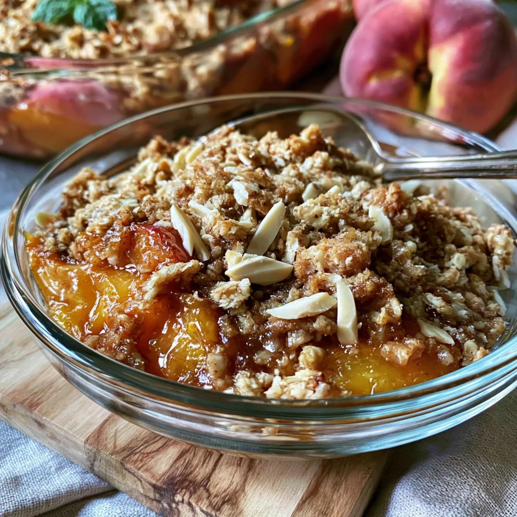 Gluten-Free Peach Crisp Recipe with Easy Almond Oat Topping