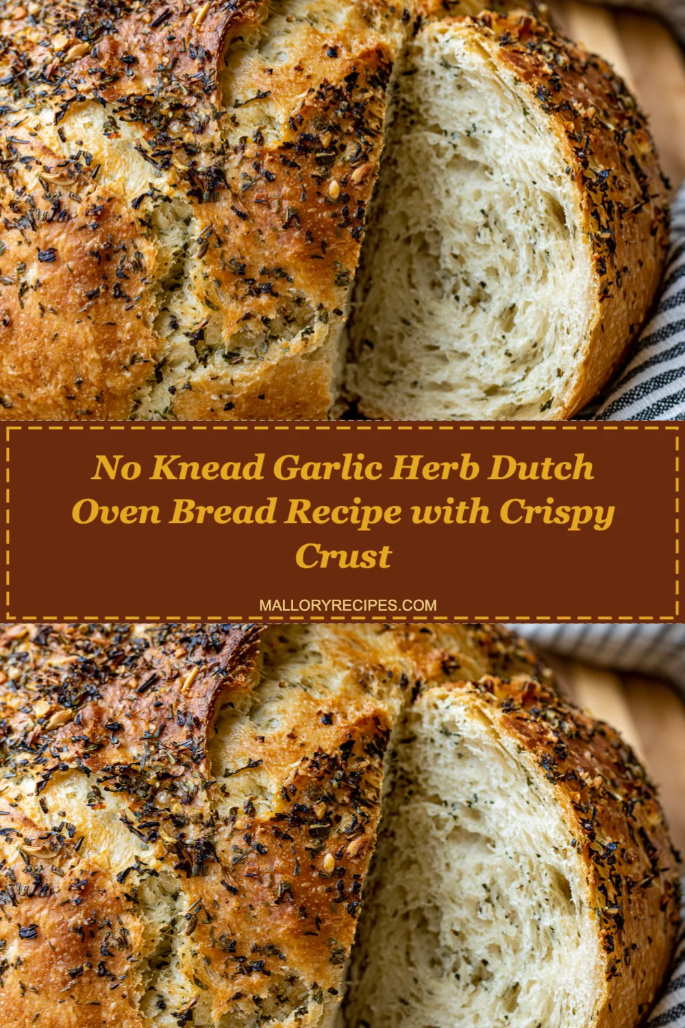 No Knead Garlic Herb Dutch Oven Bread with Crispy Crust Recipe You'll Love to Bake!