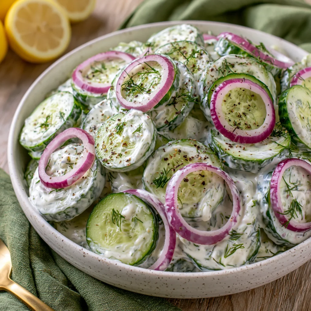 Pickle Juice Ranch Cucumber Salad Recipe