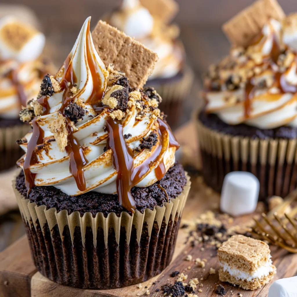 S'mores Cupcakes with Marshmallow Frosting Recipe