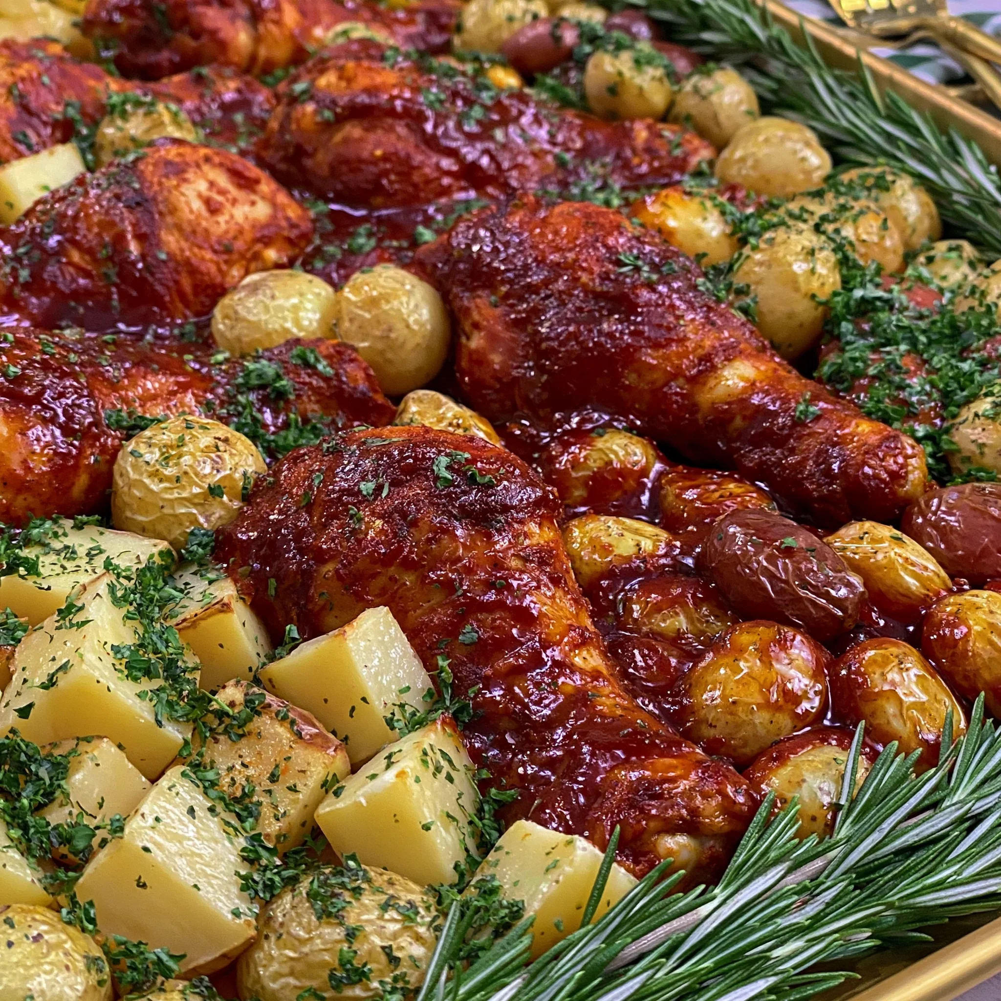 Sheet Pan Smoky Paprika Chicken Drumsticks Recipe with Roasted Potatoes