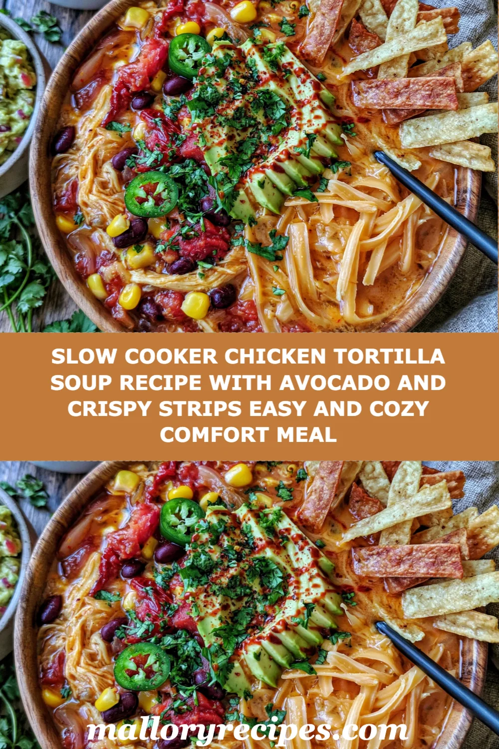 Cozy Up with This Easy Slow Cooker Chicken Tortilla Soup Recipe with Avocado and Crispy Strips!