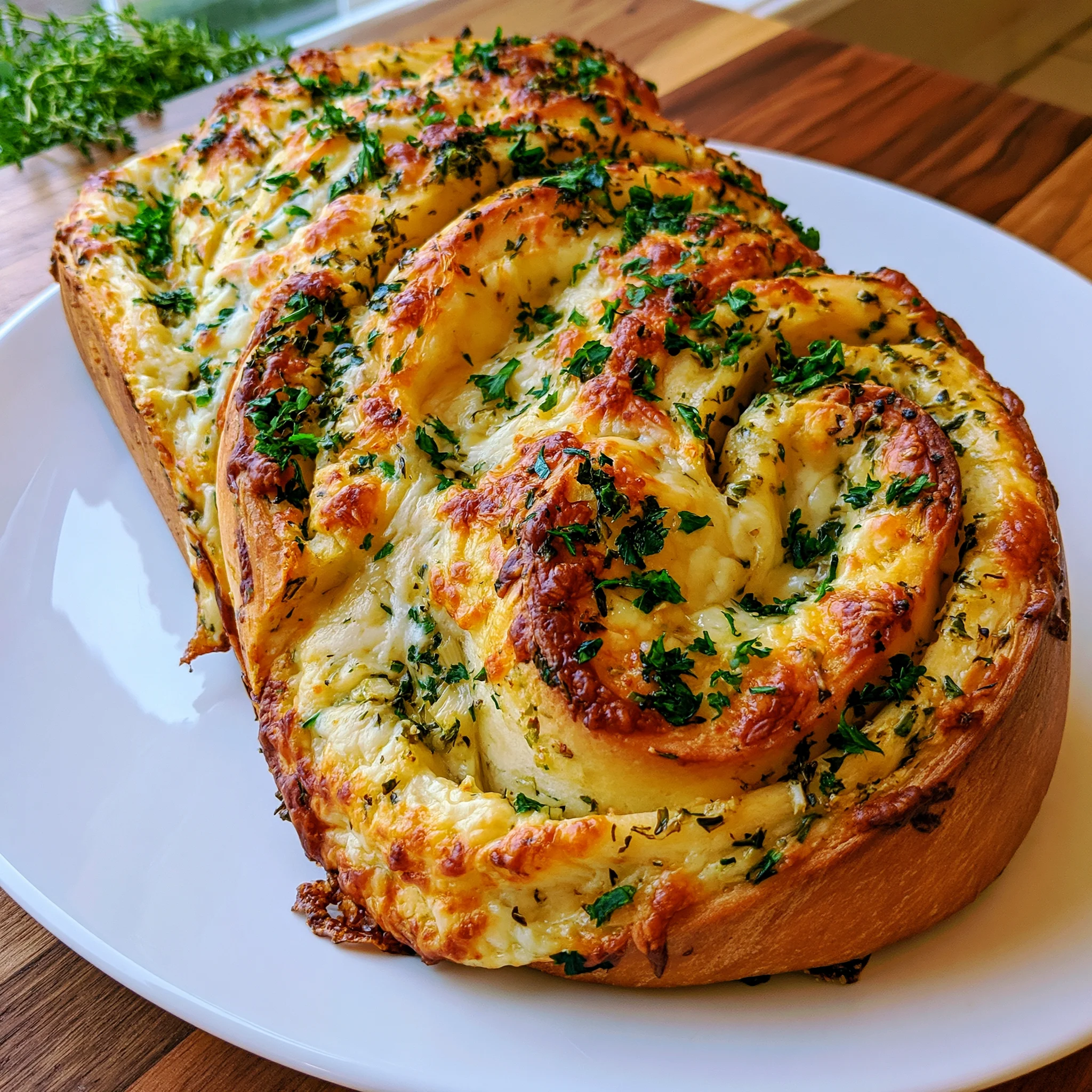 Swirled Garlic Herb And Cheese Bread Recipe